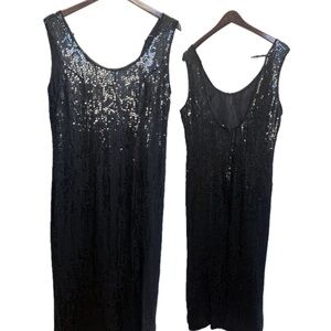 Vintage Laurence Kazar Black Sequin Evening Dress